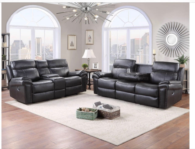 1012 Power Reclining Sofa & Loveseat - Snail Black