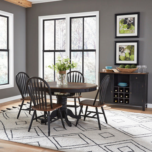 1860B 5-Piece Dining Set - Black Distressed