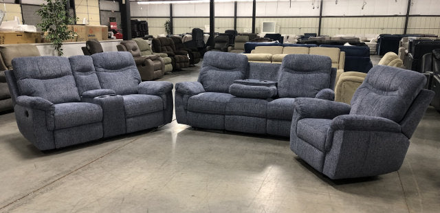 1921 Reclining Sofa & Loveseat Set - Crisscross Navy