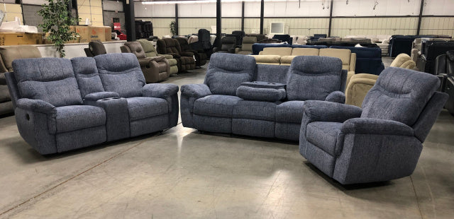 1921 Reclining Sofa & Loveseat Set - Crisscross Navy