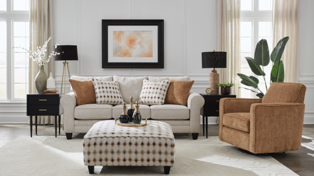 3010 Sofa & Loveseat Set - Wowza Sand Mara Pillows