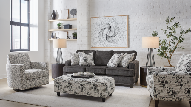3012 Sofa & Loveseat Set - Wowza Dusk