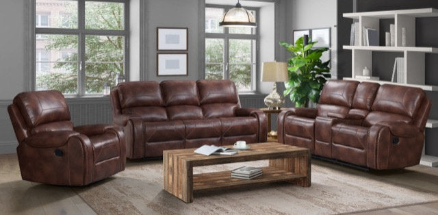 3980 Power Reclining Sofa & Loveseat Set - Cognac
