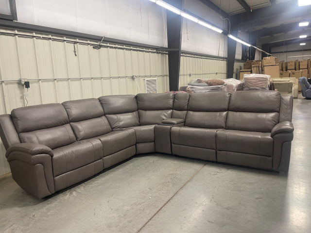 4711 Leather Power Reclining Sectional - Granite