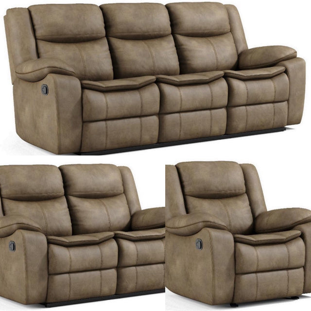 6967 Reclining Sofa, Loveseat & Recliner - Hilltop Pebble
