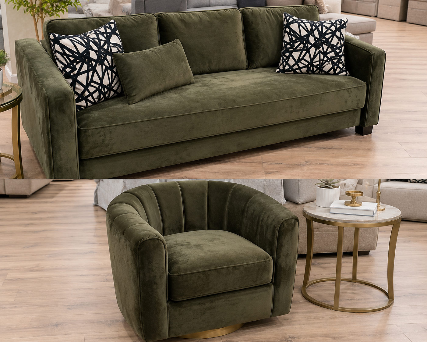 9509 Sleeper Sofa & Swivel Chair - Moss