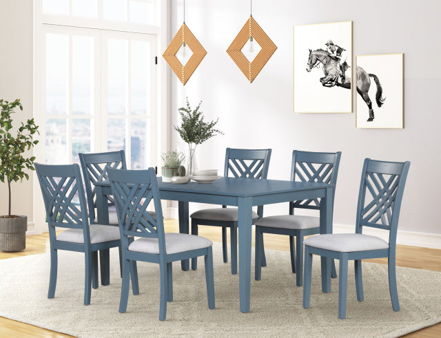9603 7-Piece Dining Set - Cobalt Blue Gray
