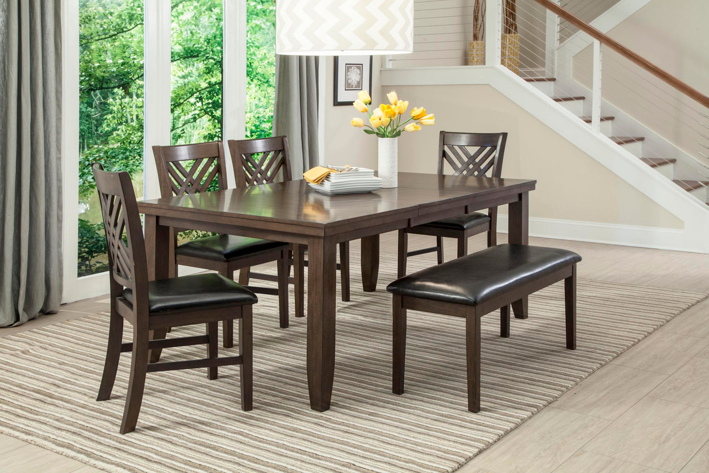 DIN1632DSET 6-Piece Dining Set - Dark Brown