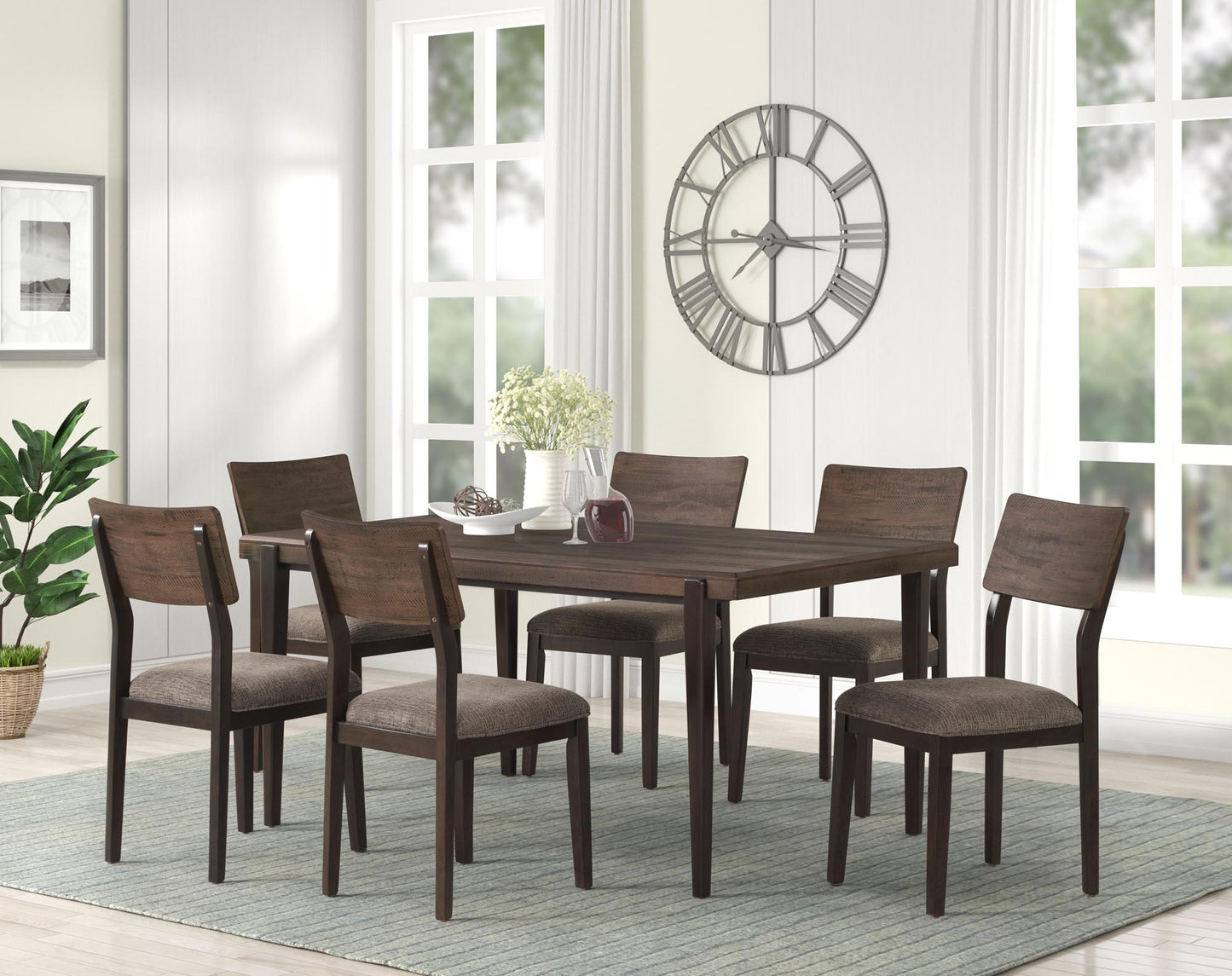DIN8661DRE 7-Piece Dining Set - Black/Brown