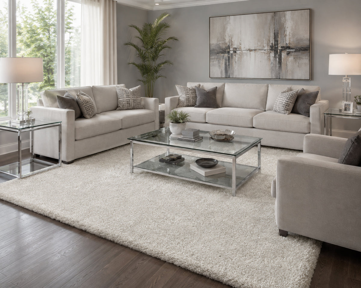 ASWH 8x11' Afro Shag Area Rug - White