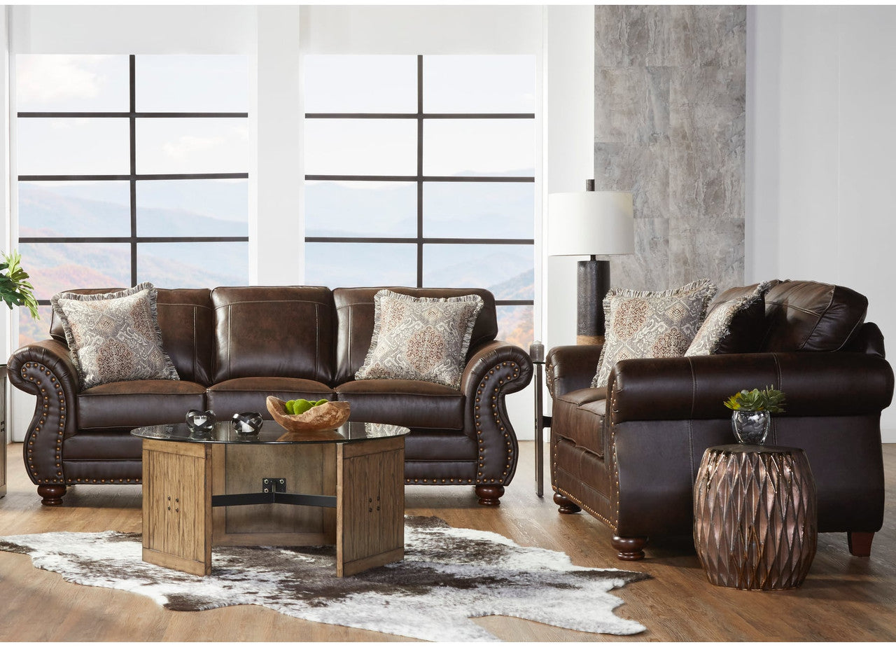 17400 Sofa & Loveseat Set - Ridgeline Brownie