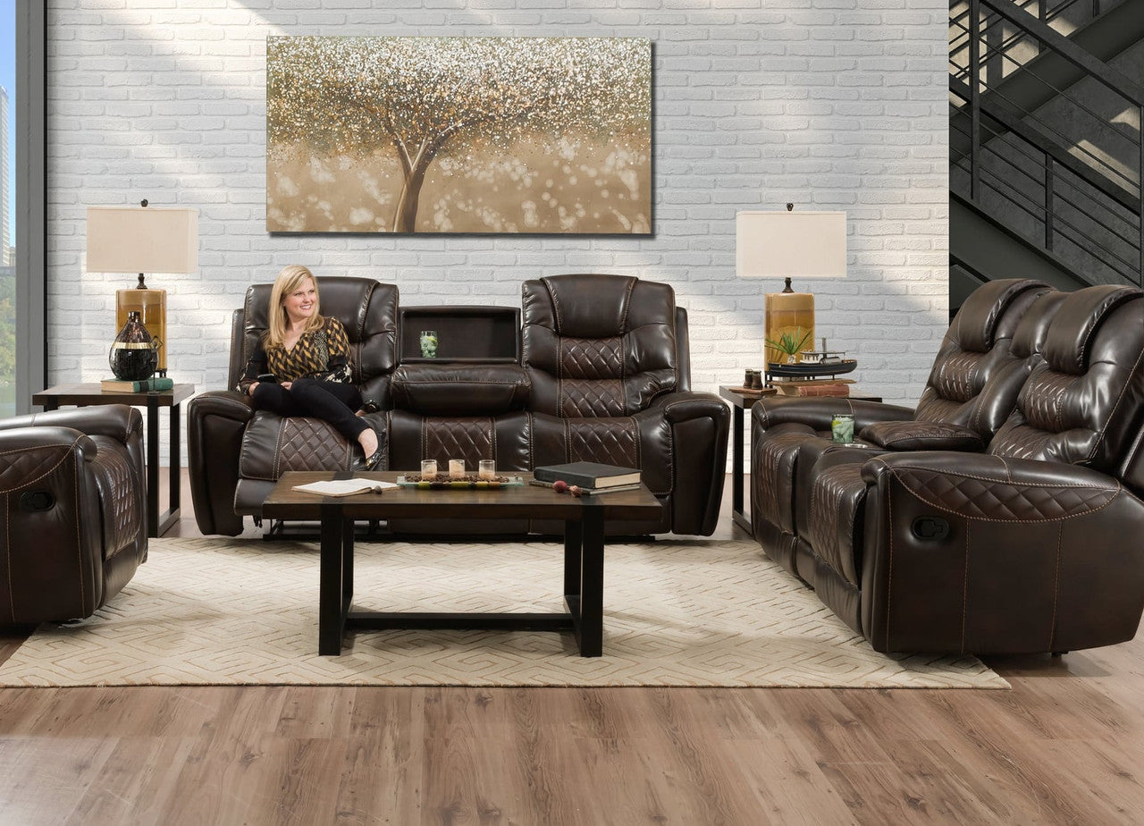 98701 Reclining Sofa & Loveseat Set - Brown & Tobacco