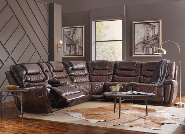 98811 Reclining Sectional - Brown & Tobacco