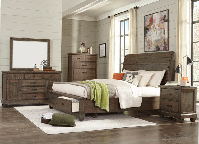 B7131ABR 5-Piece Queen Bedroom Set - Brown Pine Saw