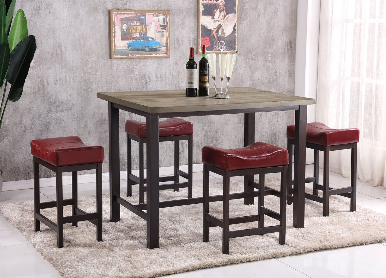 DC1861 5-Piece Counter Height Dining Set - Red