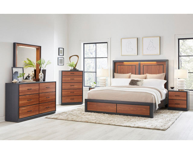 MB012BR Bedroom Set - Walnut & Charcoal