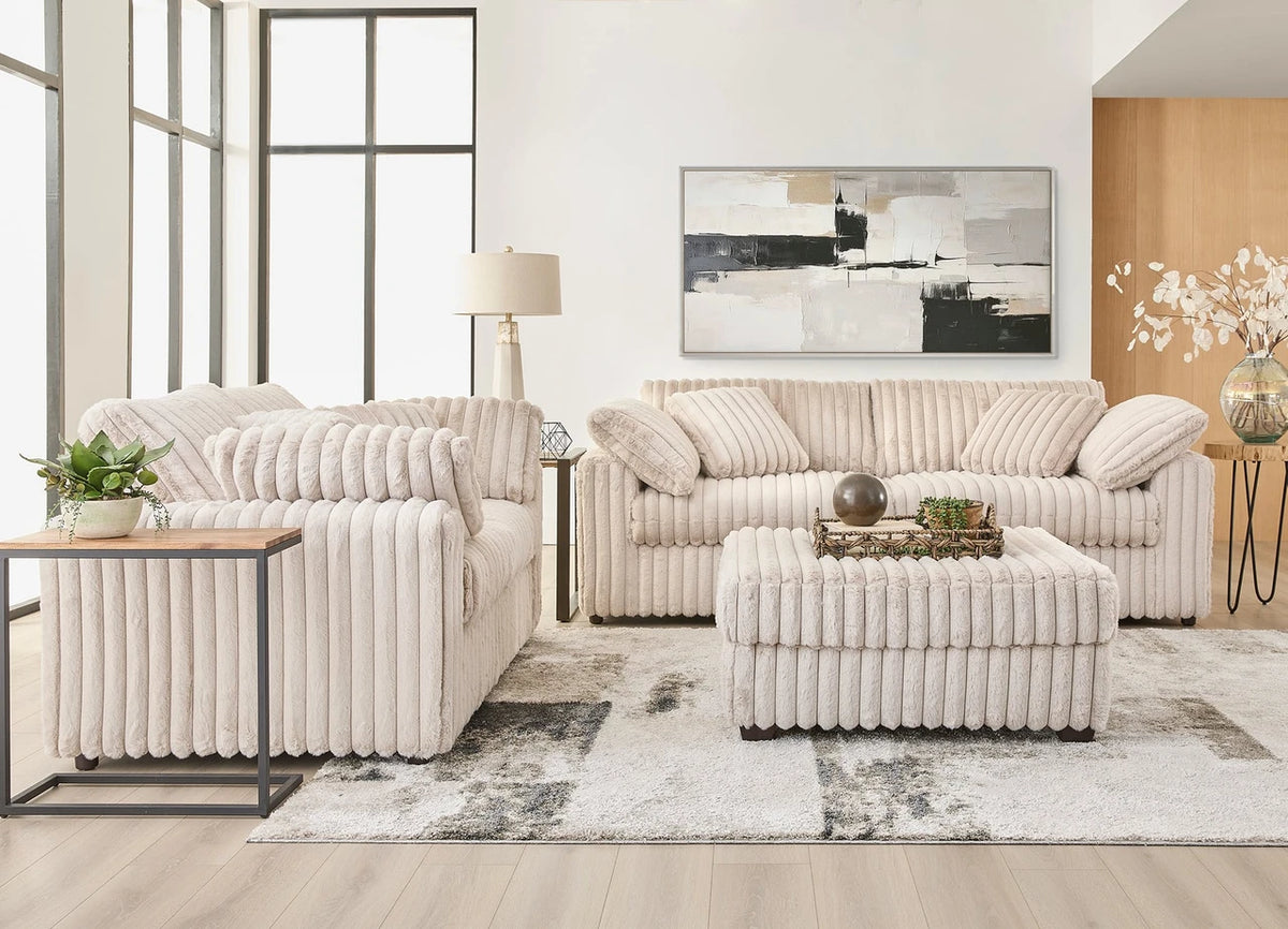 24550 Sofa & Loveseat - Mondo Champagne