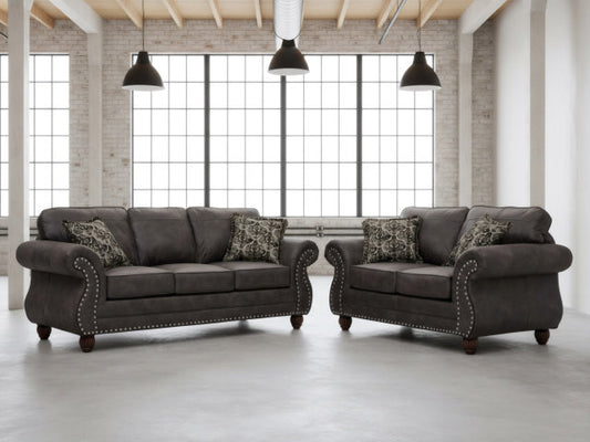 1745 Sofa & Loveseat Set - Whaler Greige