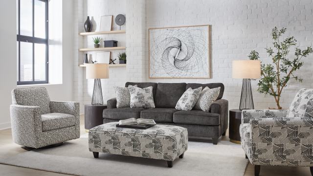 3012 Sofa & Loveseat Set - Wowza Dusk
