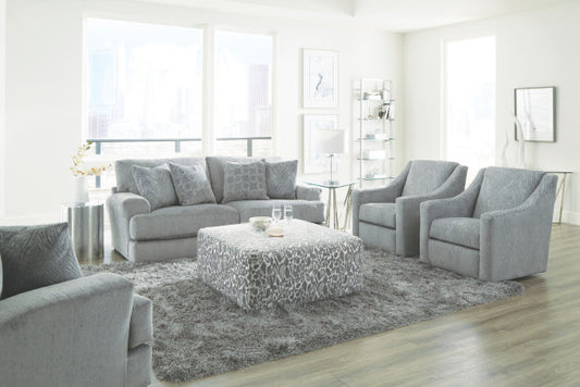 4098 Sofa & Loveseat Set - Silver