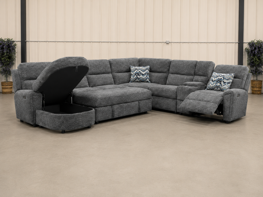 6034 Power Reclining Sleeper Sectional - Graphite