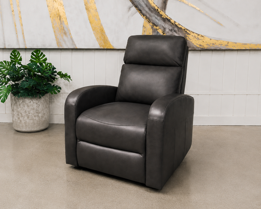 8161 Leather Power Recliner - Charcoal