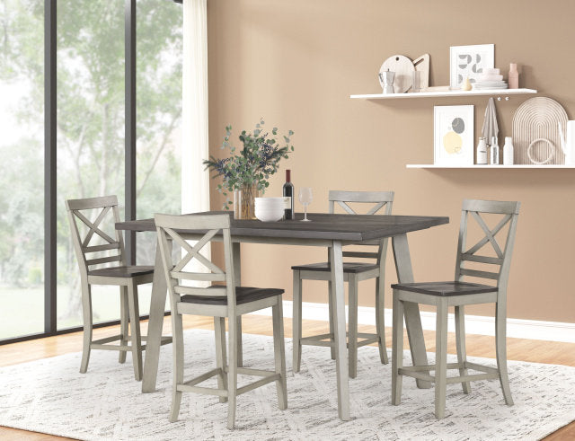 9605 Counter Height Dining Set - Dark Light Gray