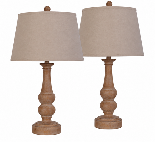 LPS164 2-Piece Reclaimed Wood Look Table Lamp Set