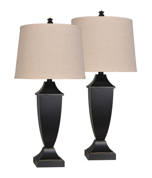 LPS633 2-Piece Table Lamp Set - Black Rubbed