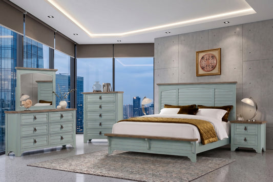 BR0434BLBR 5-Piece Bedroom Set - Blue/Brown