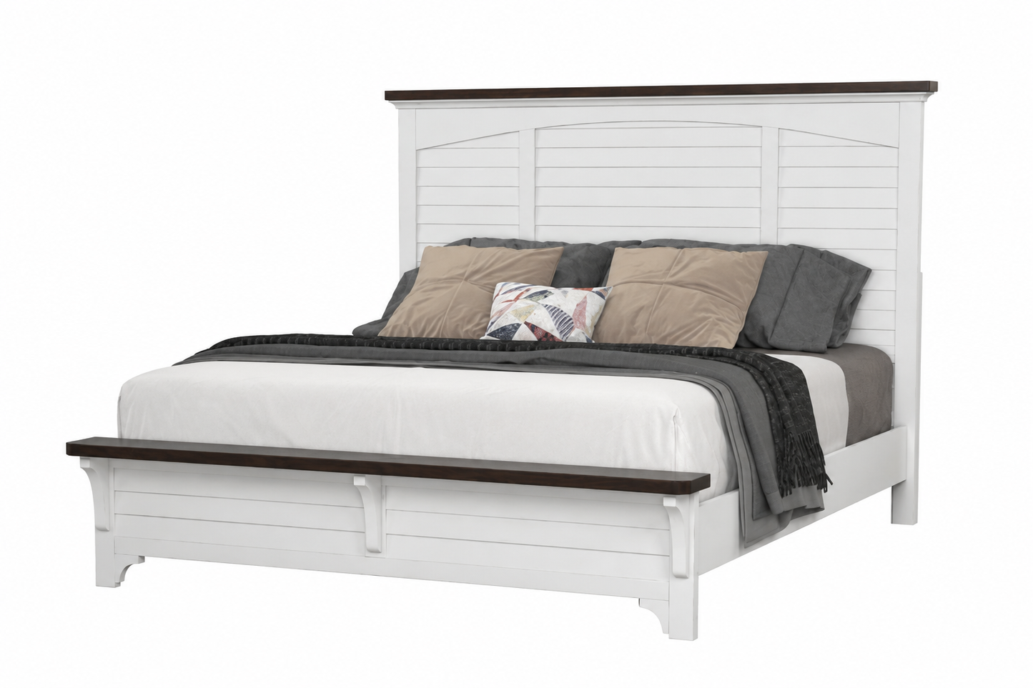 BR0434BRWH Bed - Brown/White