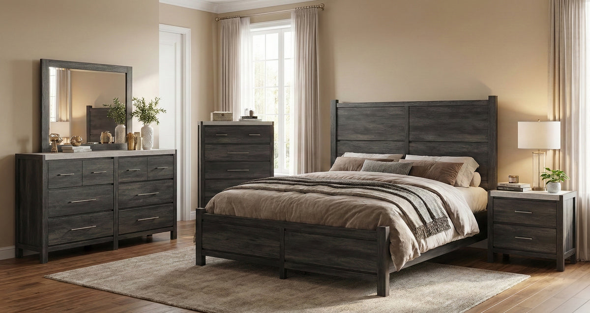BR0451GR 5-Piece Bedroom Set - Gray