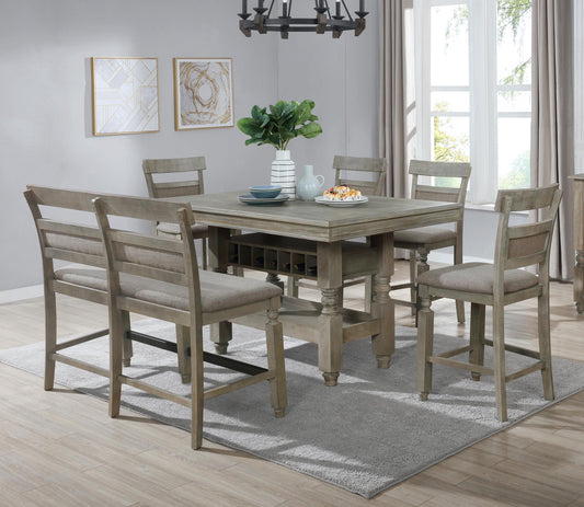 DIN8619PSET 6-Piece Counter Height Dining Set - Gray & Gray Wash