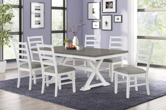 DIN8675DSET 7-Piece Dining Set - White & Light Gray