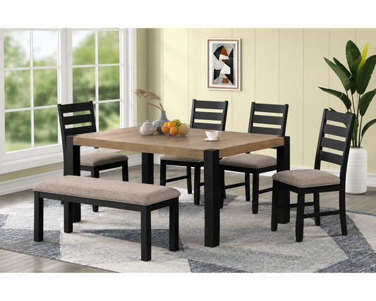 DIN9699DSET 6-Piece Dining Set - Black/Brown