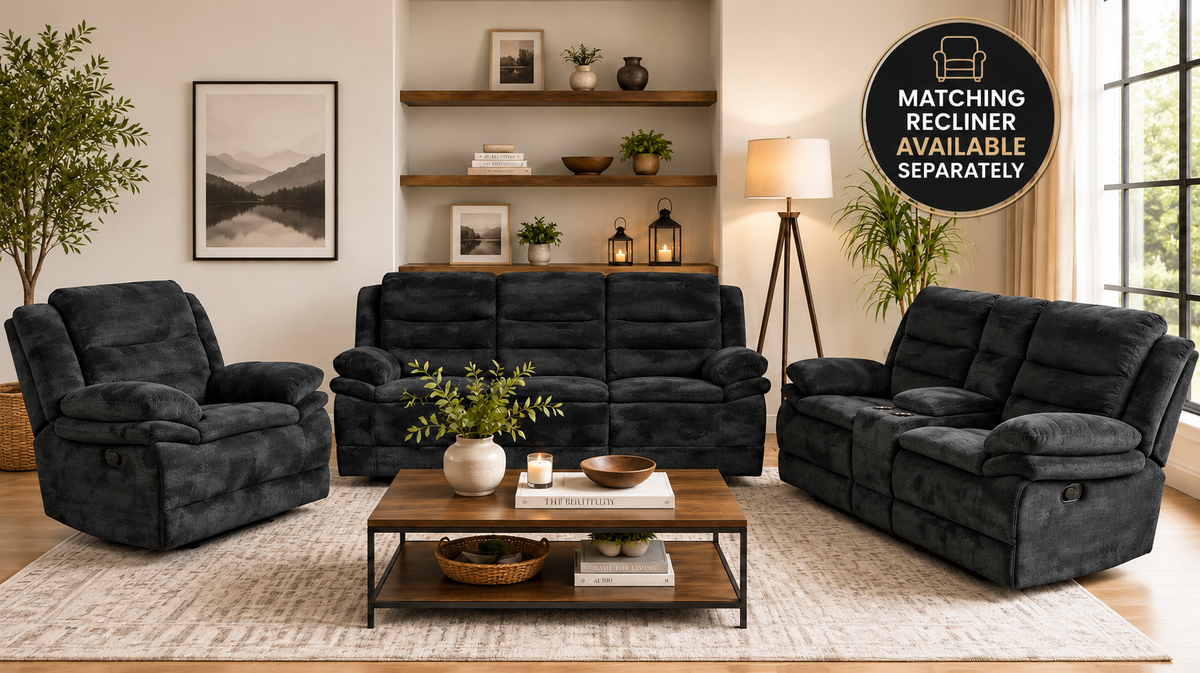 LR1200EB Reclining Sofa & Loveseat - Ebony