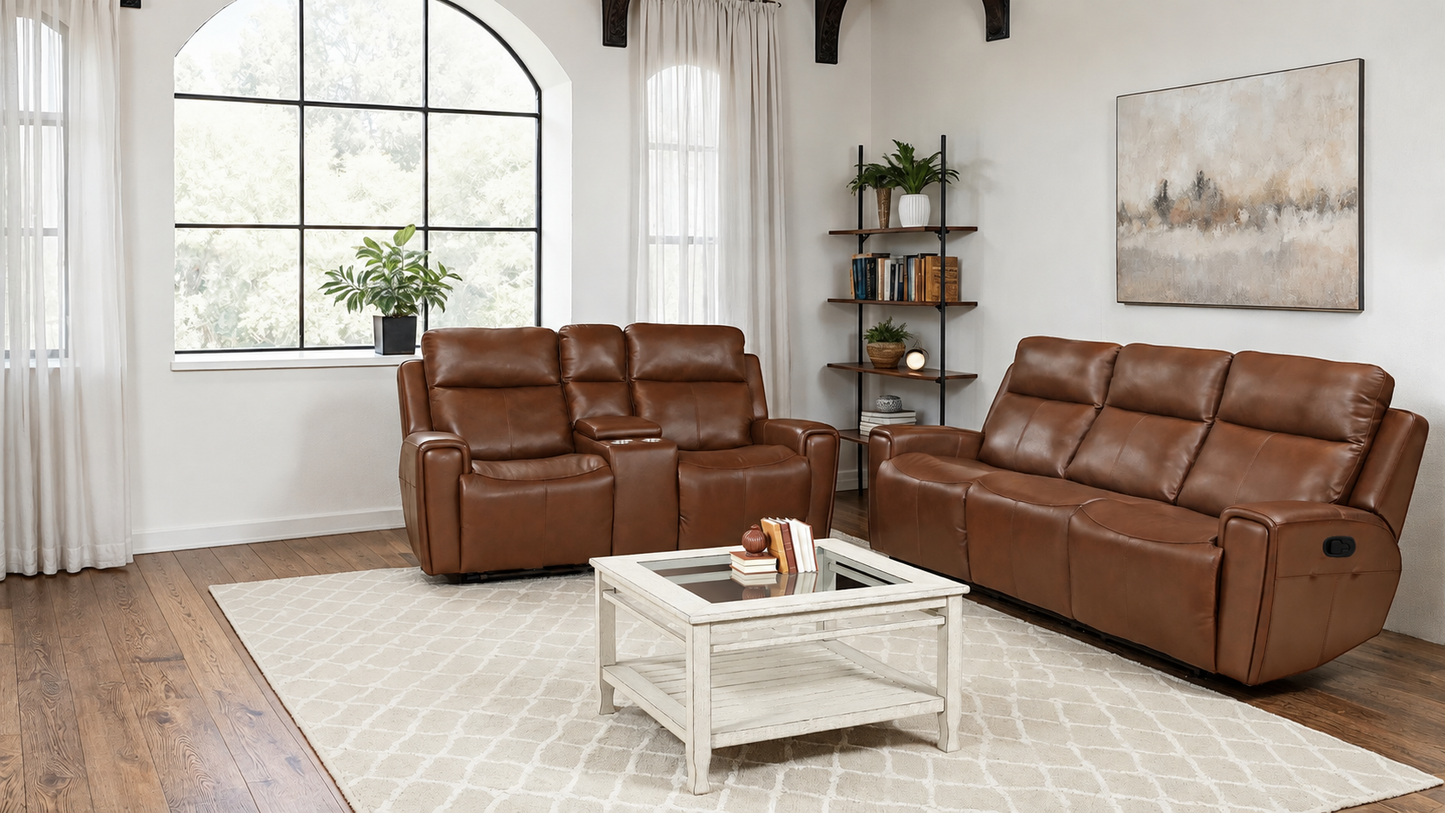 LR7660CHL Manual Motion Reclining Sofa & Loveseat - Chocolate