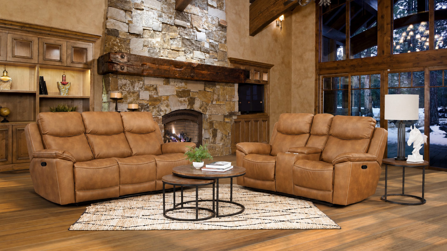 LR7680COP Manual Motion Reclining Sofa & Loveseat - Copper