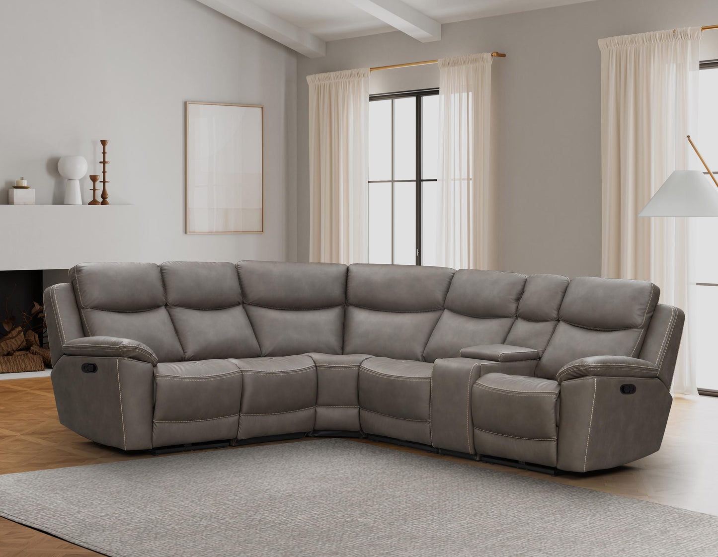 LR7680GP Manual Motion Reclining Sectional - Dark Gray Manual Reclining Sectional