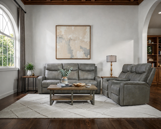 LR7703GP Manual Motion Reclining Sofa & Loveseat - Graphite