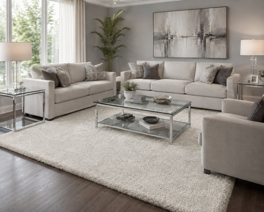 ASWH 8x11' Afro Shag Area Rug - White