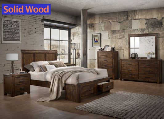 B6377BR 6-Piece King Bedroom Set - Brown Pine Saw