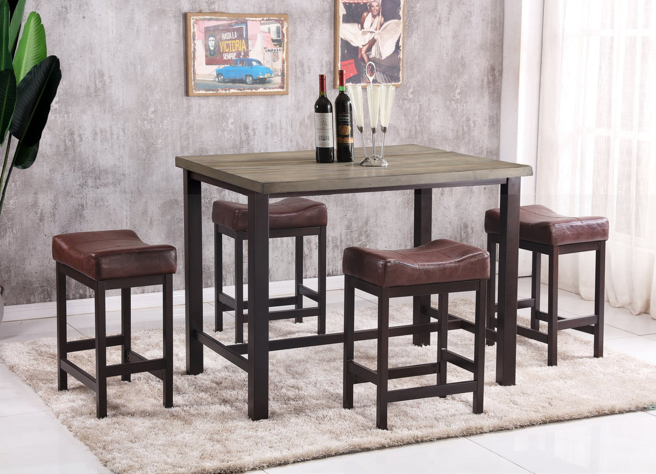 DC1861 5-Piece Counter Height Dining Set - Brown