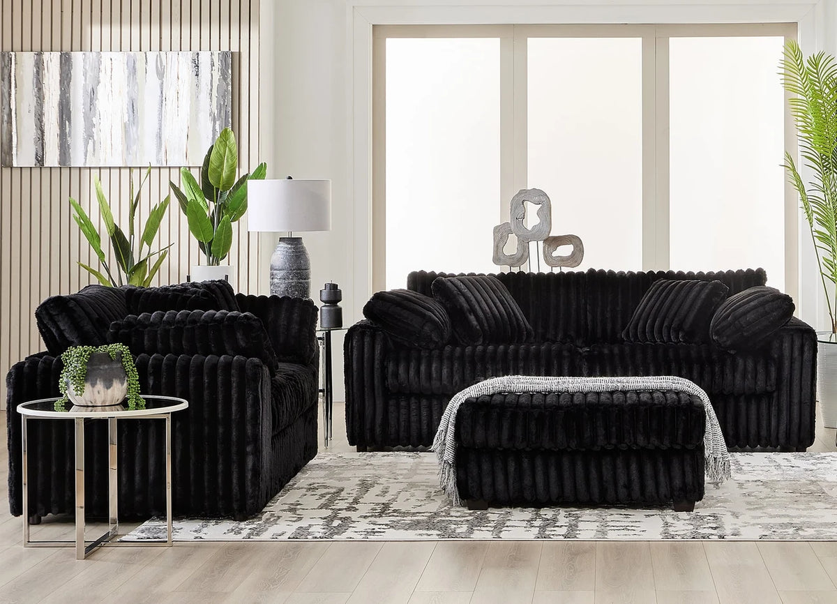 24550 Sofa & Loveseat - Mondo Black