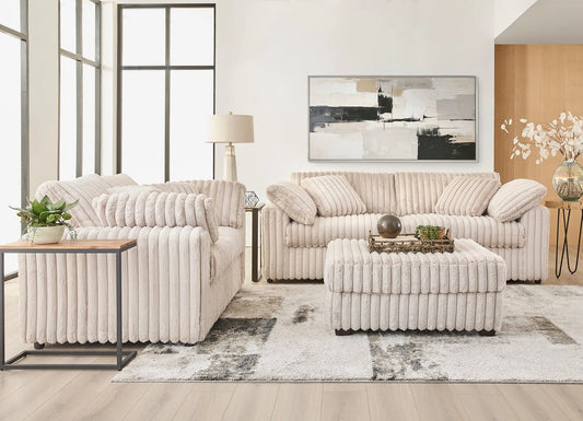 24550 Sofa & Loveseat - Mondo Champagne